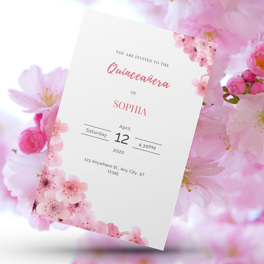 Clear Acrylic Invitations With Cherry Blossoms – KMPrintSA