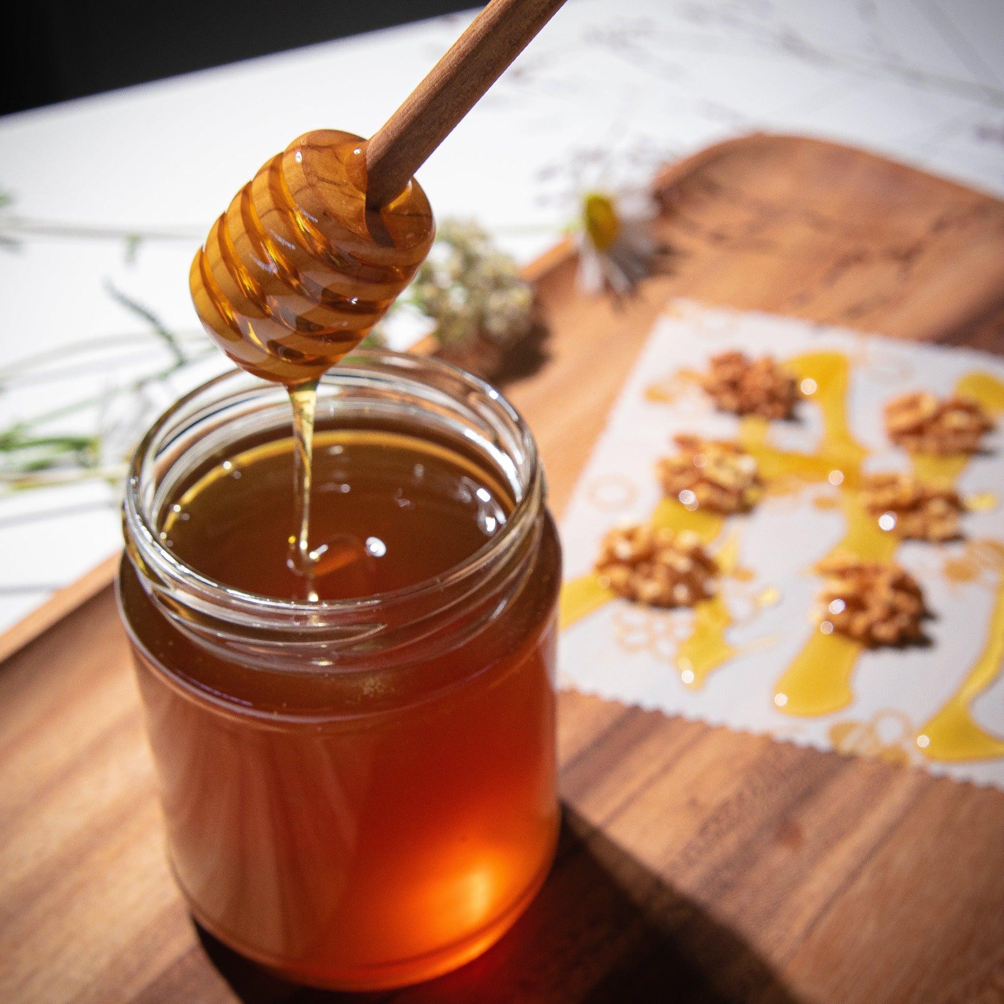 Honning dipper 16 cm oliventræ, TOSCANA
