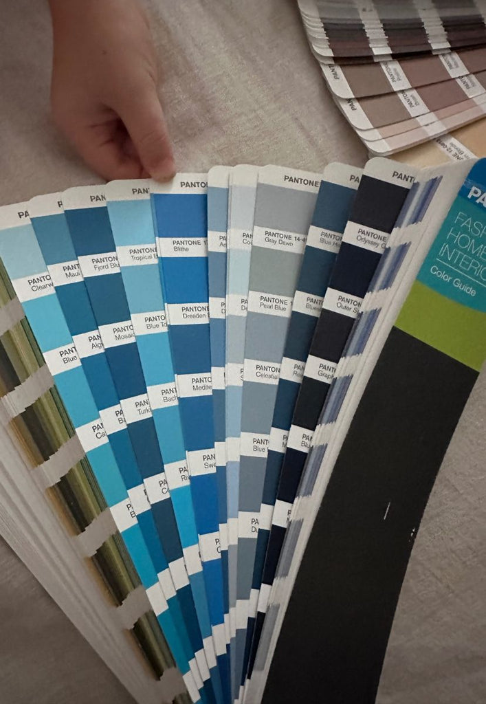 Blue Pantone colours for the Ocean Road Play Mat by Rugabub