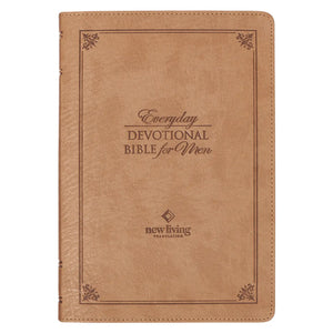 Devotional Bible Nlt For Men Faux Leather, Tan - Michigan Southern Charm