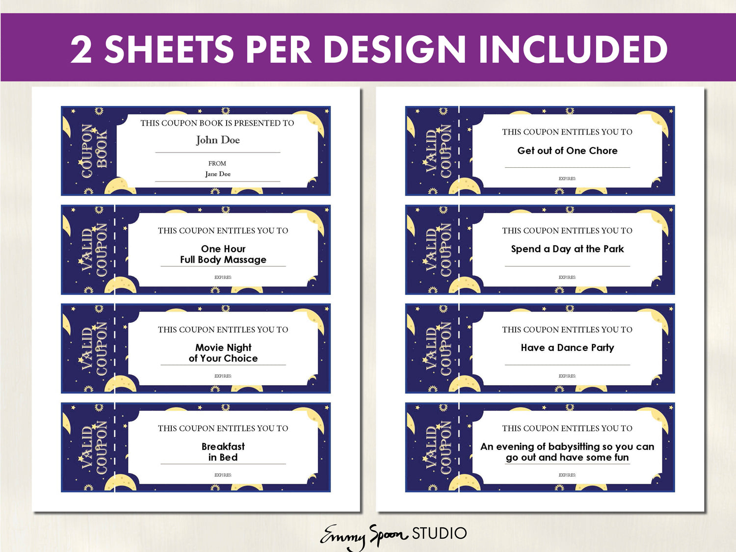 Family Coupon Book Template, Editable, PRINTABLE PDF document Throughout Blank Coupon Template Printable