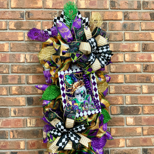 Mardi Gras Swag, Mardi Gras Wreath, Mardi Gras Door Hanger, Mardi Gras Door  Wreath, Mardi Gras Decorations, Mardi Gras Decor