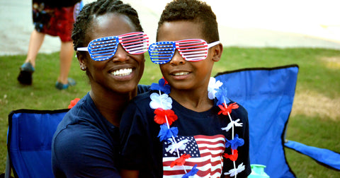 mother and son on fourth of july