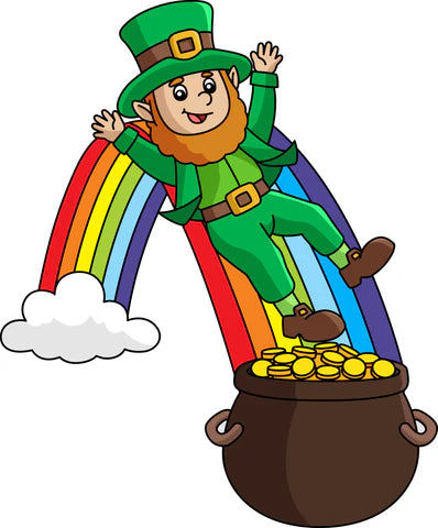 leprechaun sliding down rainbow