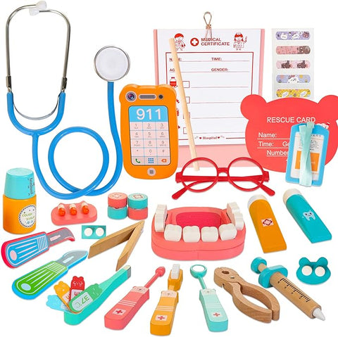 wooden dental play kit for kids