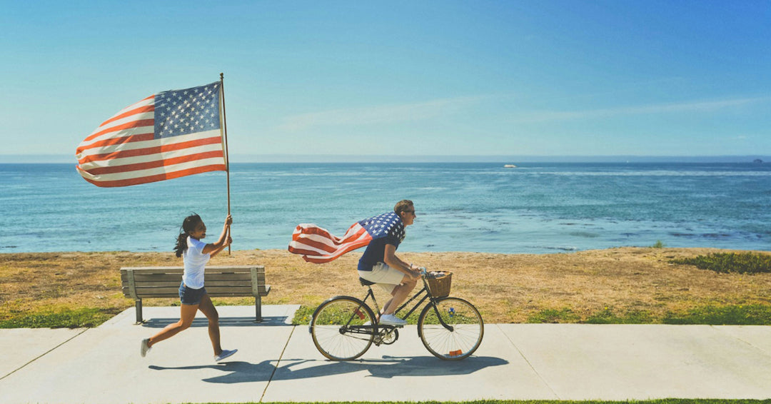 bike rider with american flag