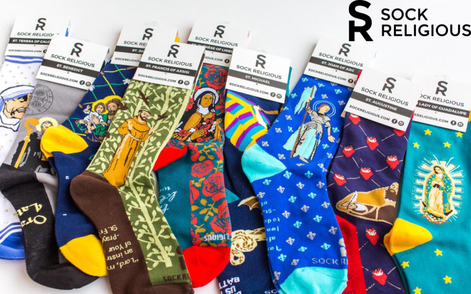 Marian Monogram Religious Socks