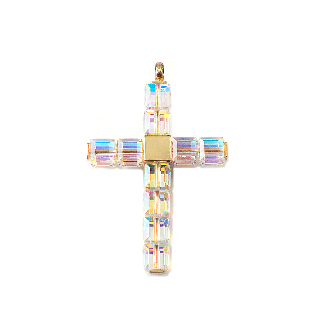 New Aurora Borealis Crystal Rosary with Sterling Silver- Gold plated