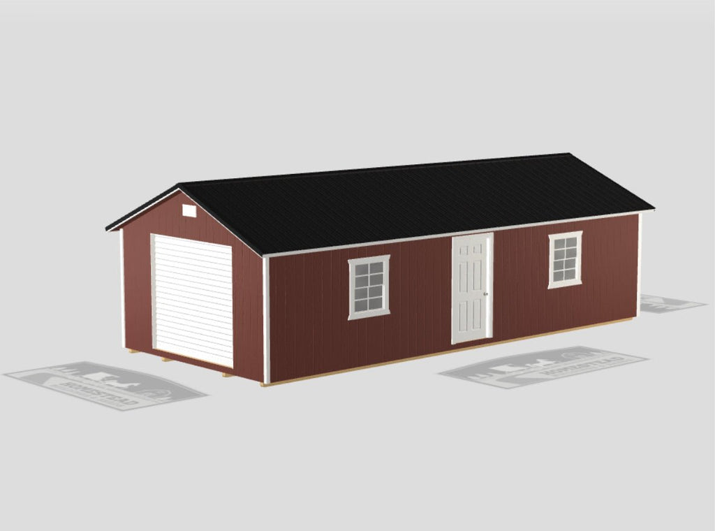 14x32 Deluxe A-Frame Garage with Electrical Stock #PDH25115122 - Homestead Buildings & Sheds