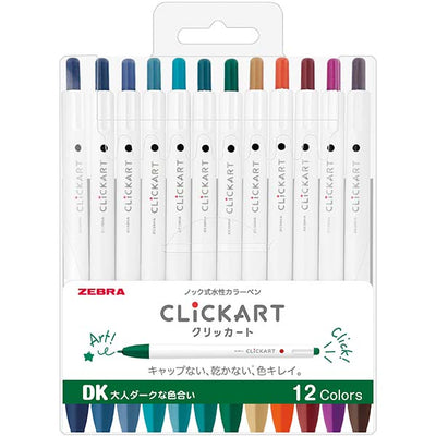 Zebra Clickart Knock Sign Pen 0.6 mm - 12 Color Set Standard ST