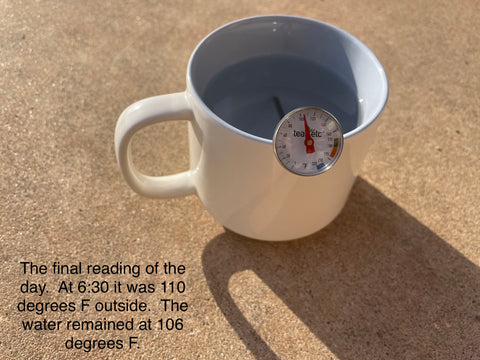 The final reading of the day. At 6:30 it was 110 degrees F outside. The water remained at 106 degrees F.