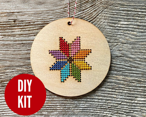 Reindeer DIY cross stitch ornament kit – Canadian Stitchery