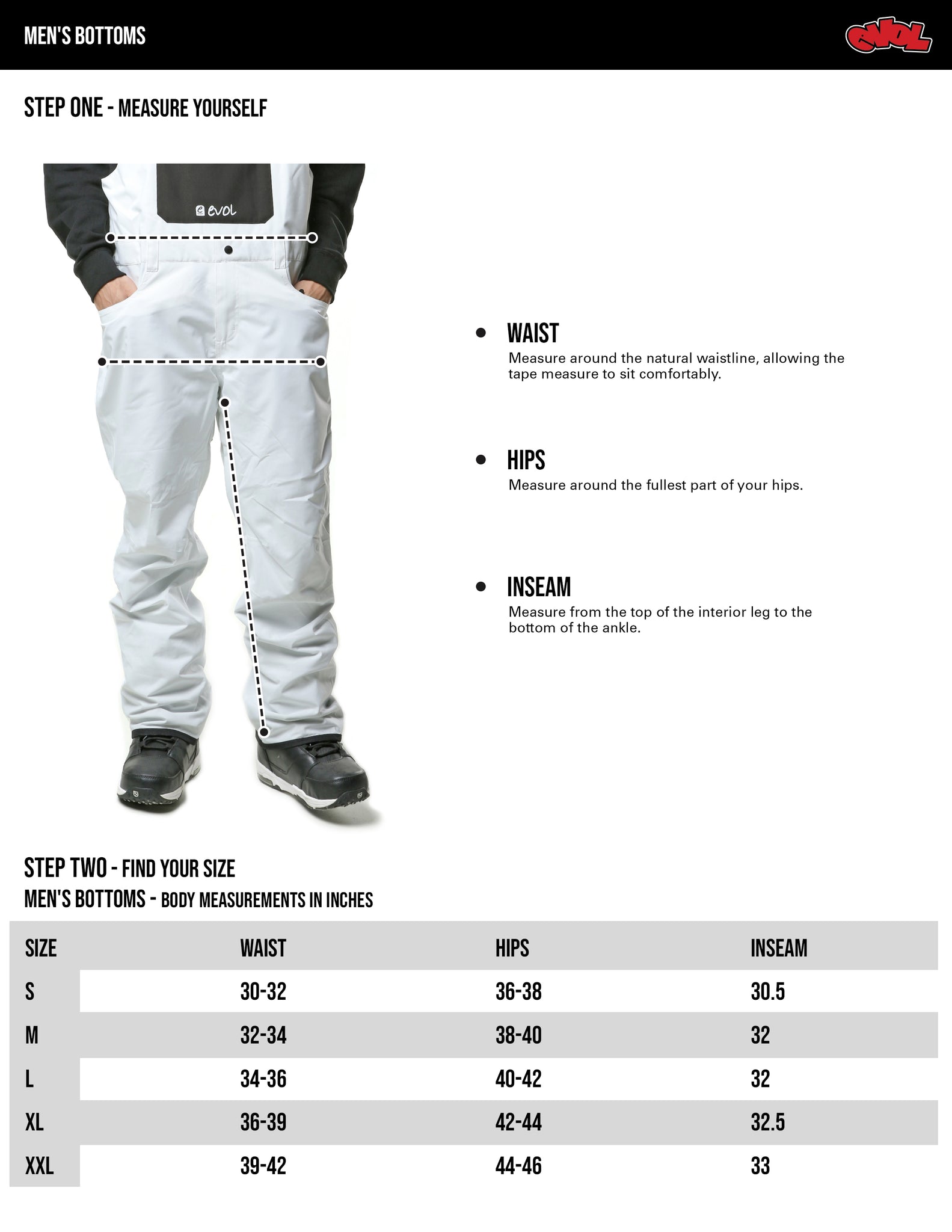 Size Chart – EVOL Boards