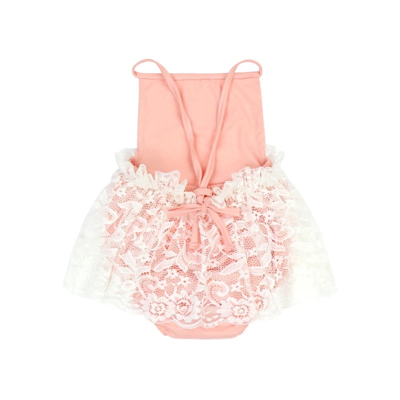 Princess Lace Romper & Bow Headband - Meadow Ivy