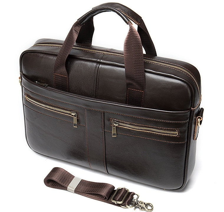 Fashionable vintage-style leather business bag for him