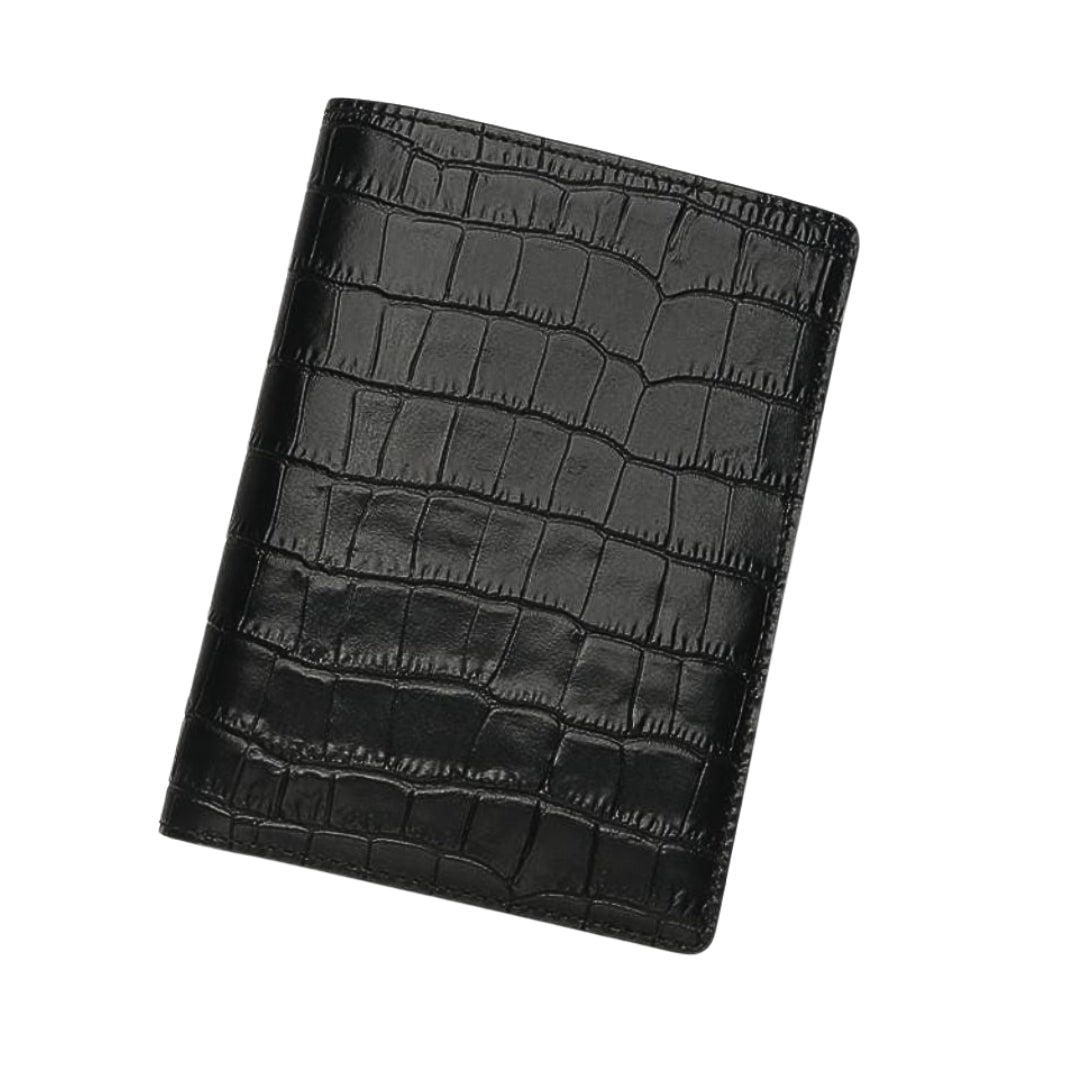 Black Crocodile Leather Passport Holder By Gentcreate