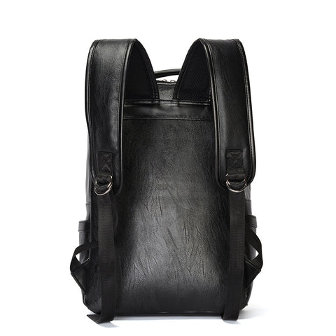 Luxury classic black leather backpack for men