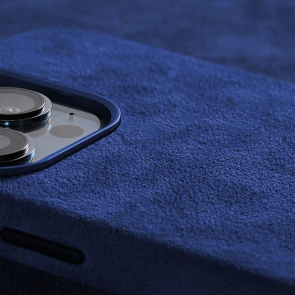 Sininen Alcantara iPhone 14 Pro -kotelo Gentcreatelta