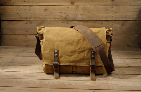 Stylish canvas and leather camera sling bag