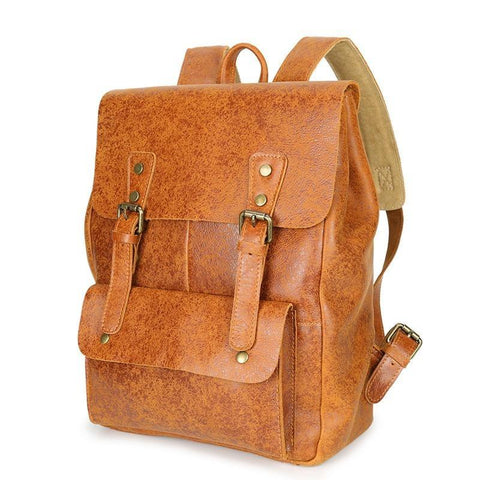 حقيبة ظهر من جلد الباتينا باللون البني الفاتح Lutum - جلد Gentcreate حاصل على براءة اختراع