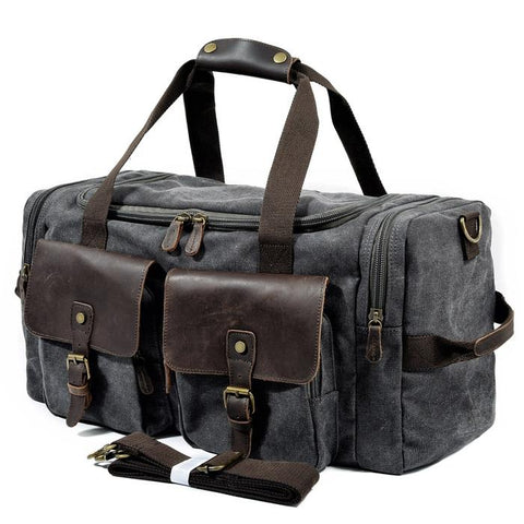 Vintage-inspired canvas and leather travel duffle for adventures