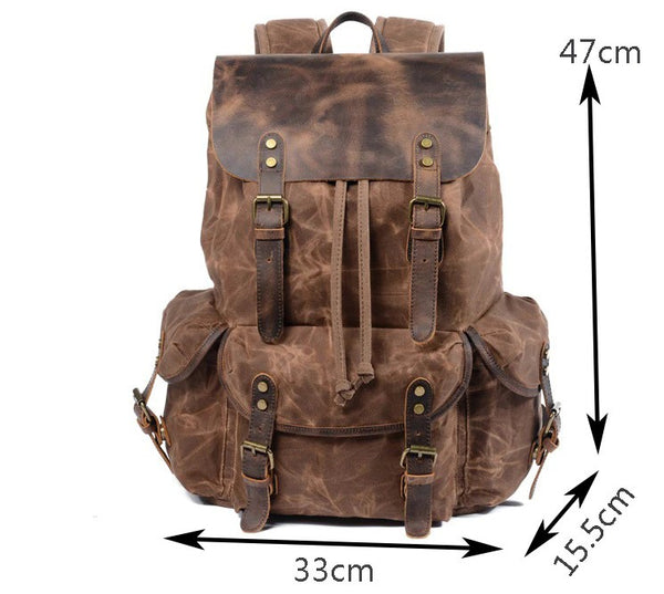 Waterproof Retro Backpack Coffee Dimensions