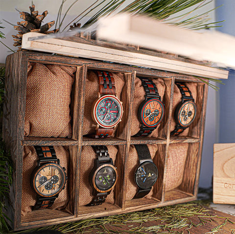 8 Slot Wooden Watch Box Gentcreate