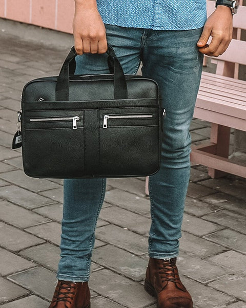 Retro-inspired leather briefcase for a timeless look