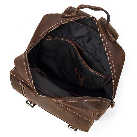 Fashionable unisex vintage leather backpack with a retro touch