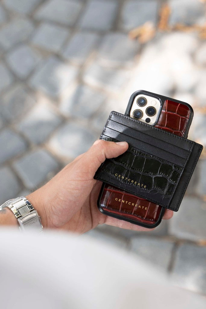 Porte-cartes en cuir de luxe et étui en cuir pour iPhone par gentcreate