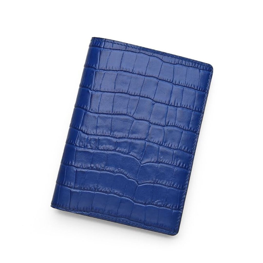 Matt Blue Crocodile Leather Passport Holder By Gentcreate