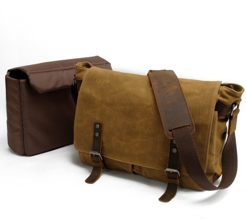 Modern design canvas and leather camera shoulder bag
