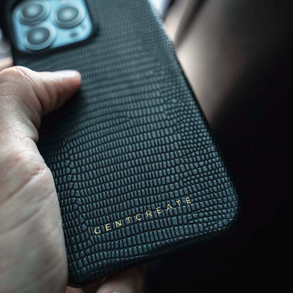 Pebbled leather iPhone case
