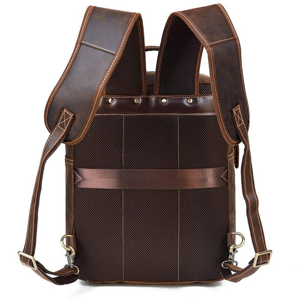 Vintage-style leather backpack for him and her with a retro feel