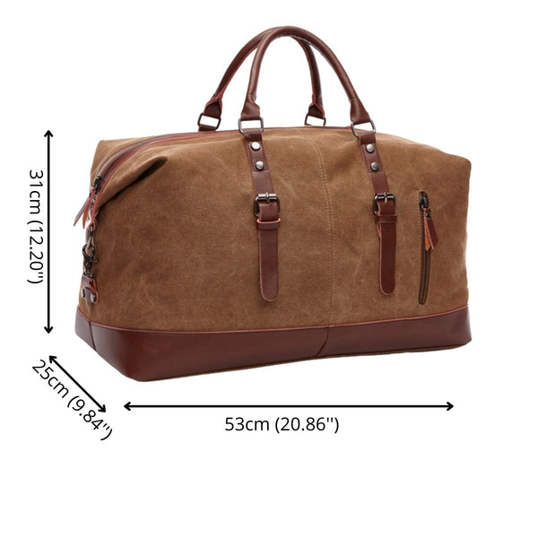 Classic design large canvas travel duffle with a retro vibe