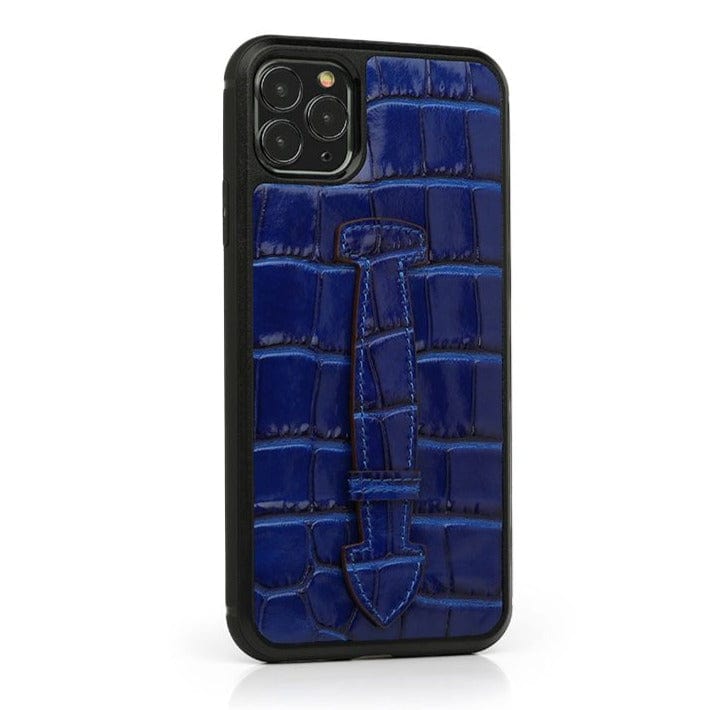 Navy Croc Leather iPhone 11 Cover, iPhone Cases