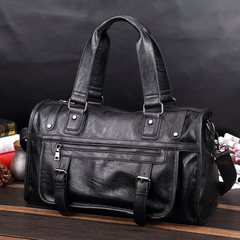 Black Leather Duffle Bag