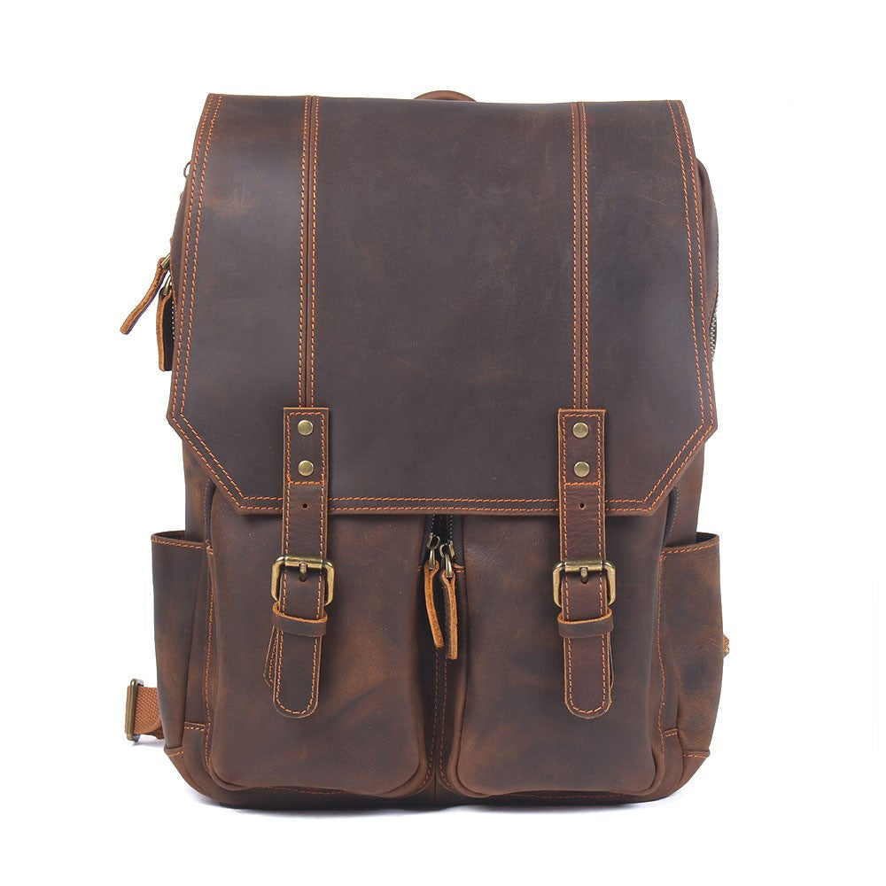 BROWN LEATHER BACKPACK 