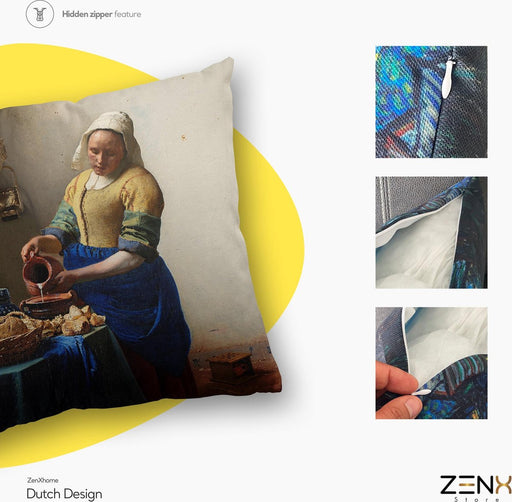 lavendel Historicus Michelangelo Sierkussens Dutch Design uit Rijksmuseum bij ZenXhome “Het melkmeisje”  Vermeer 40X40 inclusief kussens — ZenXstore