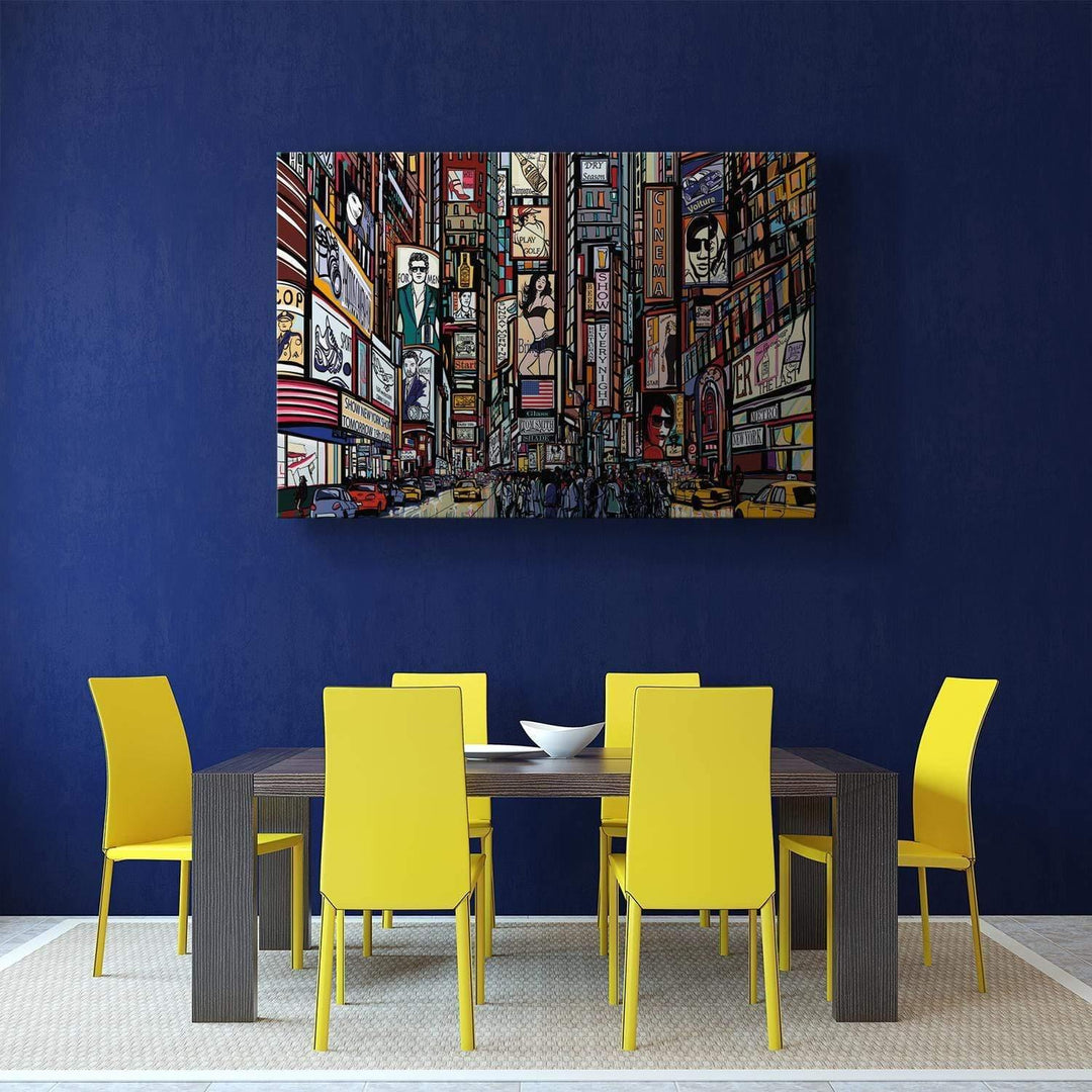 Urban art style hanging up above a dining room table