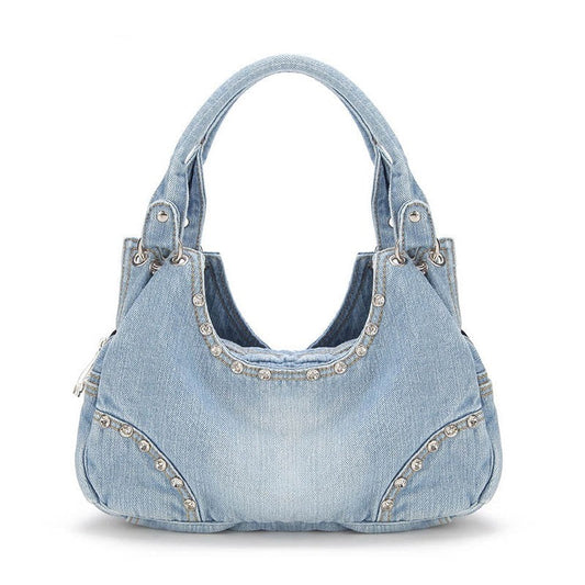 Denim & Black Crossbody Shoulder Bag – COCINELA