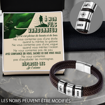 Bracelet En Cuir Personnalisé - Randonnée - À Mon Fils Randonneur - La Vie Est Pleine De Hauts Et De Bas - Frgbzl16001