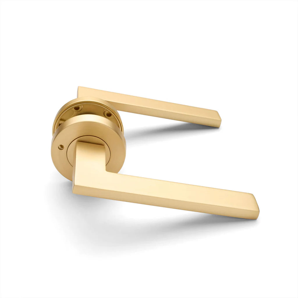 Manovella Privacy Door Handle - Hamilton - Satin Brass