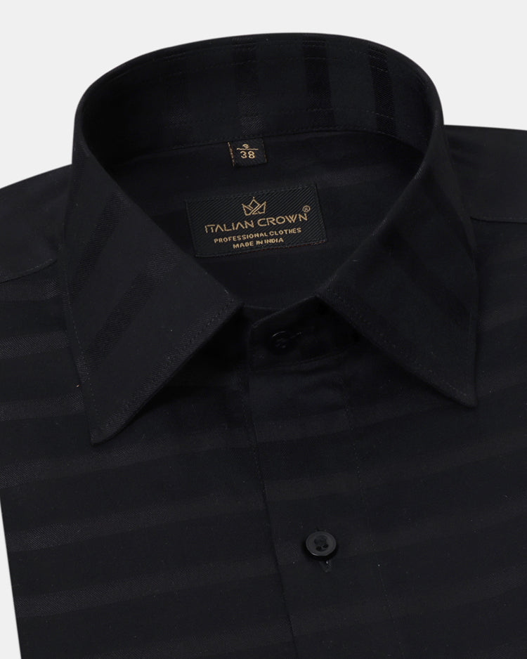 Tony Shiny Black Cotton Shirt  New Arrival Of 2023 – Italian Crown