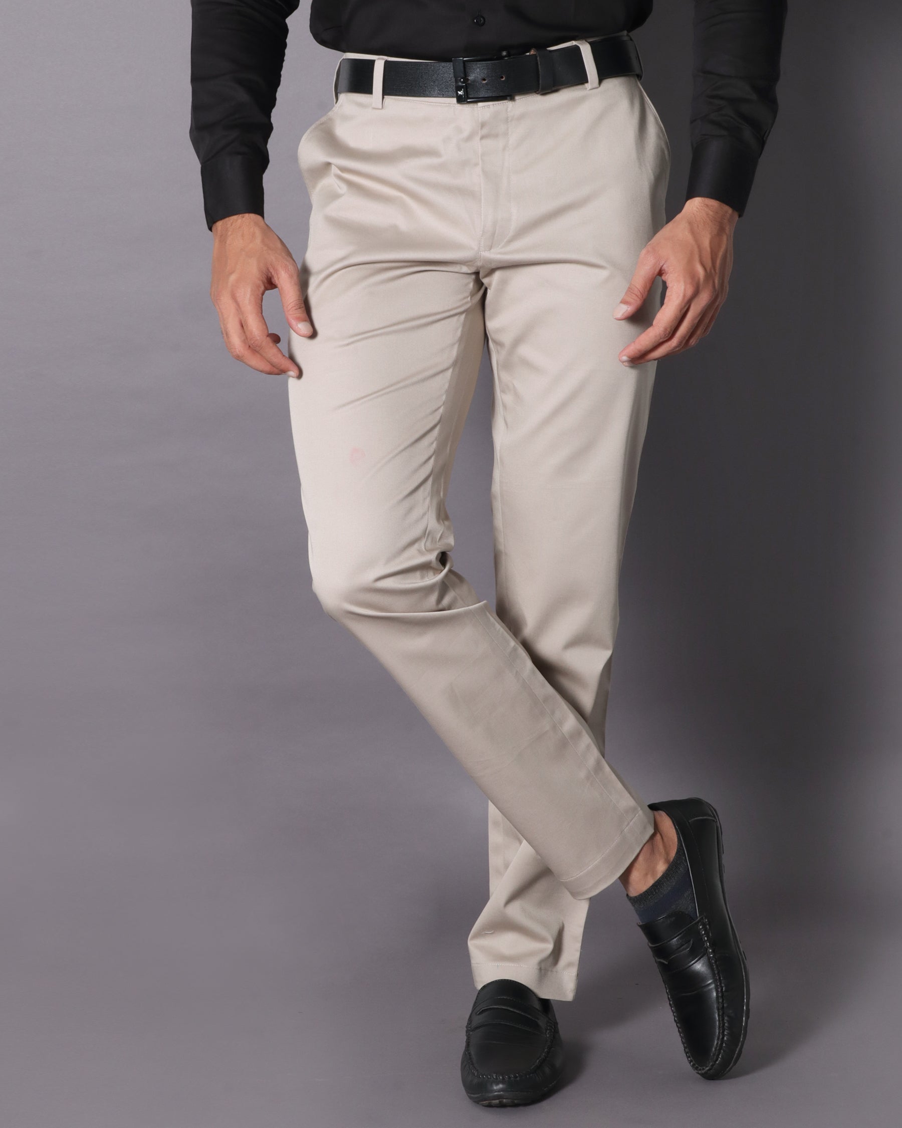 FLUIDIC Mens Cotton Regular Fitted Coffee Color Trouser ColorCoffee
