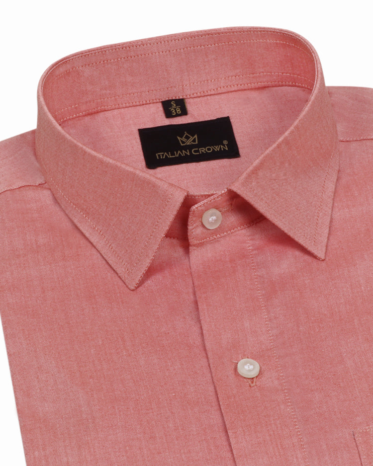 Cotton Pink Color Plain Formal Shirt, Regular Wear