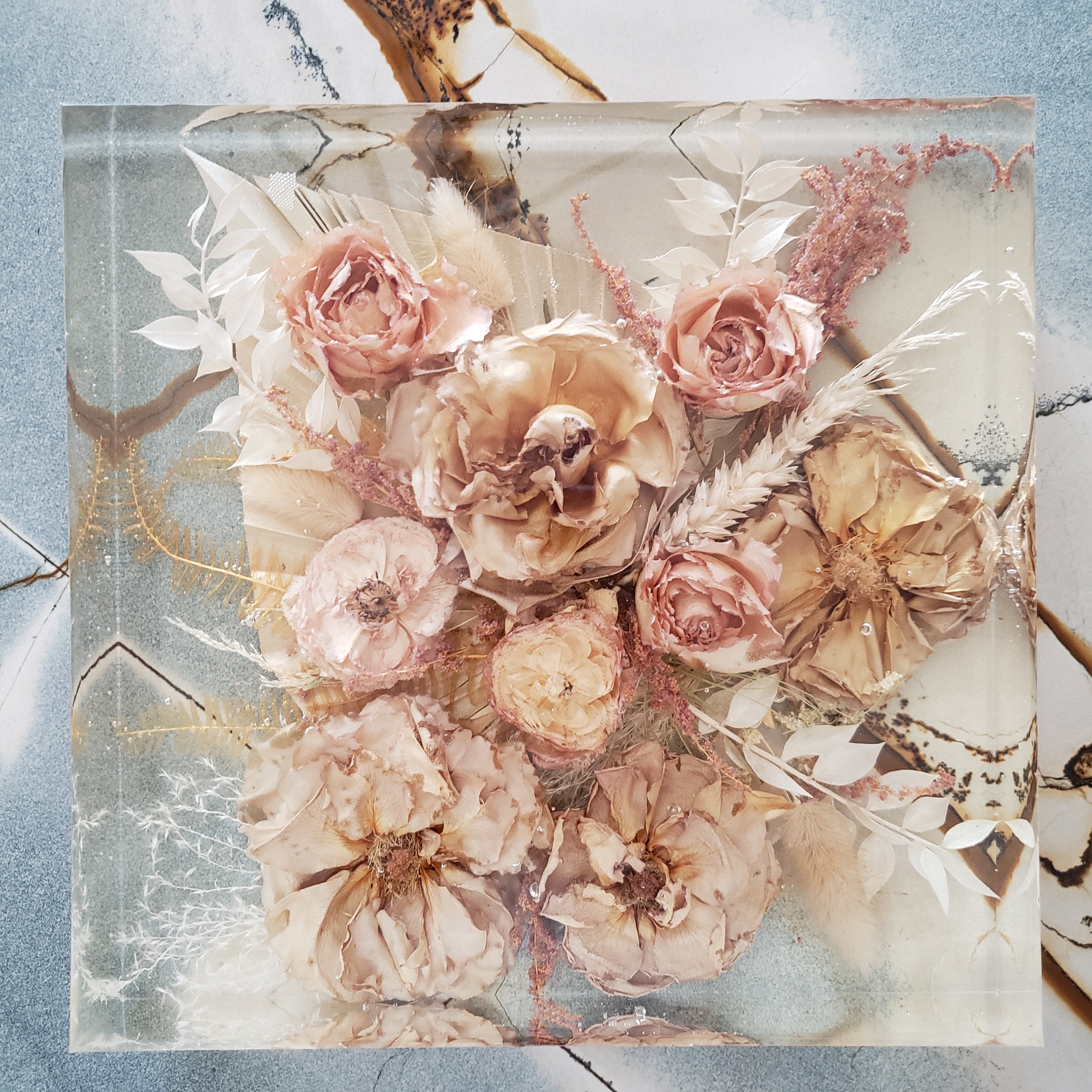 Dried Flower Resin Block / Hexagon — Glasshouse Collection- Preserved  Flower and Resin Art