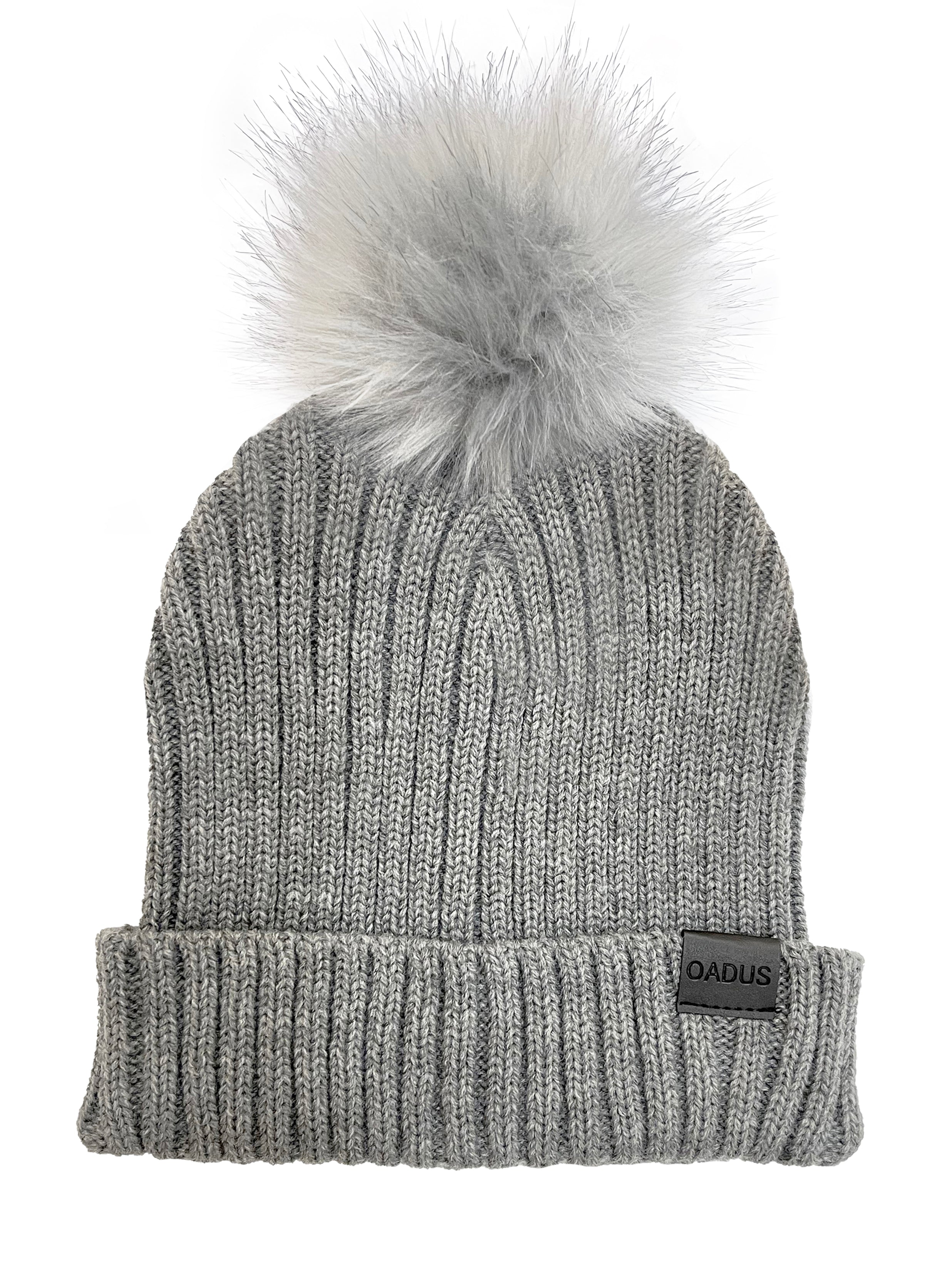 grey toque with pom pom