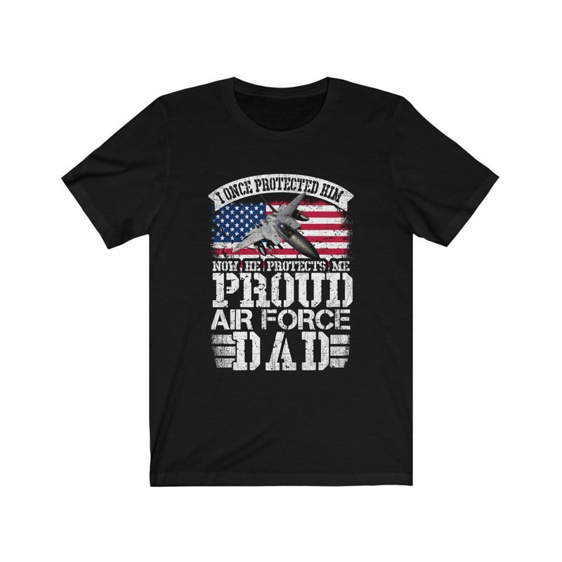 Proud Air Force Dad USAF Servicemen Airborne Patriotic T-shirt Black / XS
