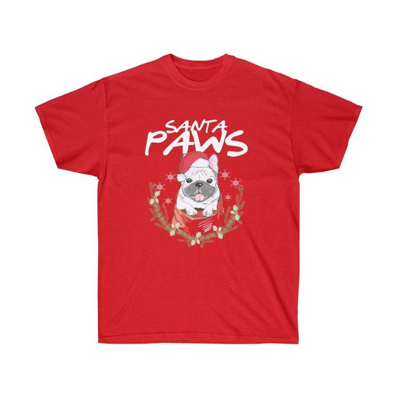 Santa Paws Pug Ugly Christmas Dog Unisex T-shirt Red / S